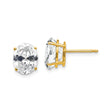 14k Yellow Gold Oval Cut Solitaire Stud Earrings with Cubic Zirconia, Classic Minimalist Design