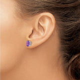 14k White Gold Amethyst Stud Earrings with Oval Cut Gemstones, Classic Prong Setting