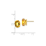 14k Yellow Gold Stud Earrings with Oval Citrine, Polished Finish, Lightweight Design