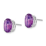 14k White Gold Stud Earrings with Oval Cut Amethyst, Classic February Birthstone Jewelry
