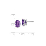 14k White Gold Stud Earrings with Oval Cut Amethyst, Classic February Birthstone Jewelry