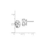 14k White Gold Oval Stud Earrings with Cubic Zirconia, Classic Solitaire Design for Women