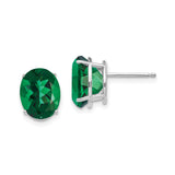 14k White Gold Stud Earrings with Oval Cut Helenite, Prong Set, Lightweight Formal Jewelry