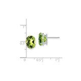 14k White Gold Peridot Stud Earrings, Oval Four Prong Setting, August Birthstone Jewelry