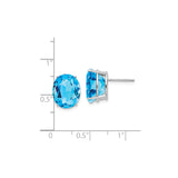 14k White Gold Oval Blue Topaz Stud Earrings, Minimalist Gemstone Style for Women