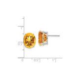 14k White Gold Citrine Stud Earrings, Round Cut November Birthstone Jewelry for Women