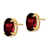 14k Yellow Gold Garnet Stud Earrings, Oval Faceted January Birthstone for Women