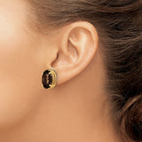 14k Yellow Gold Stud Earrings with Oval Faceted Smoky Quartz, Minimalist Style for Women