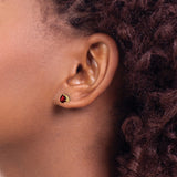 14k Yellow Gold Garnet Stud Earrings, Trillion Cut Gemstone, Three Prong Setting