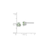 14k White Gold Stud Earrings with Trilliant Cut Light Green Quartz, Minimalist Style