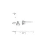 14k White Gold Trillion Cut Cubic Zirconia Stud Earrings, Three Prong Solitaire Design