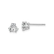 14k White Gold Trillion Cut Cubic Zirconia Stud Earrings, Three Prong Solitaire Design