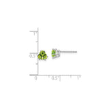 14k White Gold Peridot Stud Earrings, Trillion Cut Gemstone, Minimalist Style for Women