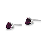 14k White Gold Stud Earrings with Trillion Cut Rhodolite Garnet, Modern Minimalist Style