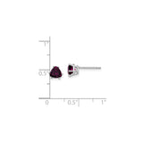14k White Gold Stud Earrings with Trillion Cut Rhodolite Garnet, Modern Minimalist Style