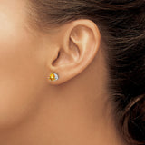 14k White Gold Citrine Stud Earrings, Trillion Cut Gemstone, Prong Set Minimalist Style for Women