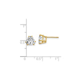 14k Yellow Gold Stud Earrings with Trillion Cut Cubic Zirconia, Classic Prong Setting