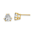 14k Yellow Gold Stud Earrings with Trillion Cut Cubic Zirconia, Classic Prong Setting