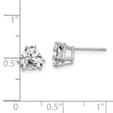 14k White Gold Stud Earrings with Trilliant Cut Cubic Zirconia in Prong Setting