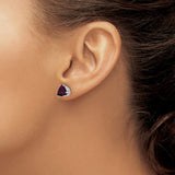 14k White Gold Trillion Cut Rhodolite Garnet Stud Earrings, Modern Minimalist Style