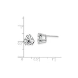 14k White Gold Trillion Cut Cubic Zirconia Stud Earrings, Solitaire Three Prong Setting