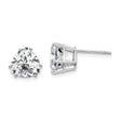 14k White Gold Trillion Cut Cubic Zirconia Stud Earrings, Solitaire Three Prong Setting