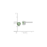 14k White Gold Heart Stud Earrings with Light Green Quartz Gemstones for Women