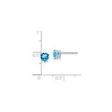 14k White Gold Heart Stud Earrings with Swiss Blue Topaz, Romantic November Birthstone Jewelry