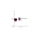 14k White Gold Heart Stud Earrings with Rhodolite Garnet Gemstones for Women