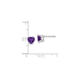 14k White Gold Heart Amethyst Stud Earrings, Romantic Dainty Jewelry for Women