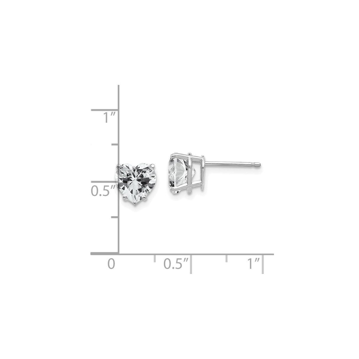 14k White Gold Heart Stud Earrings with Cubic Zirconia, Romantic Jewelry for Women