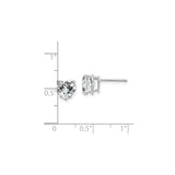 14k White Gold Heart Stud Earrings with Cubic Zirconia, Romantic Jewelry for Women