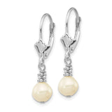 14k White Gold Dangle Earrings with Cultured Freshwater Pearls and Beaded Detailing