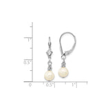 14k White Gold Dangle Earrings with Cultured Freshwater Pearls and Beaded Detailing