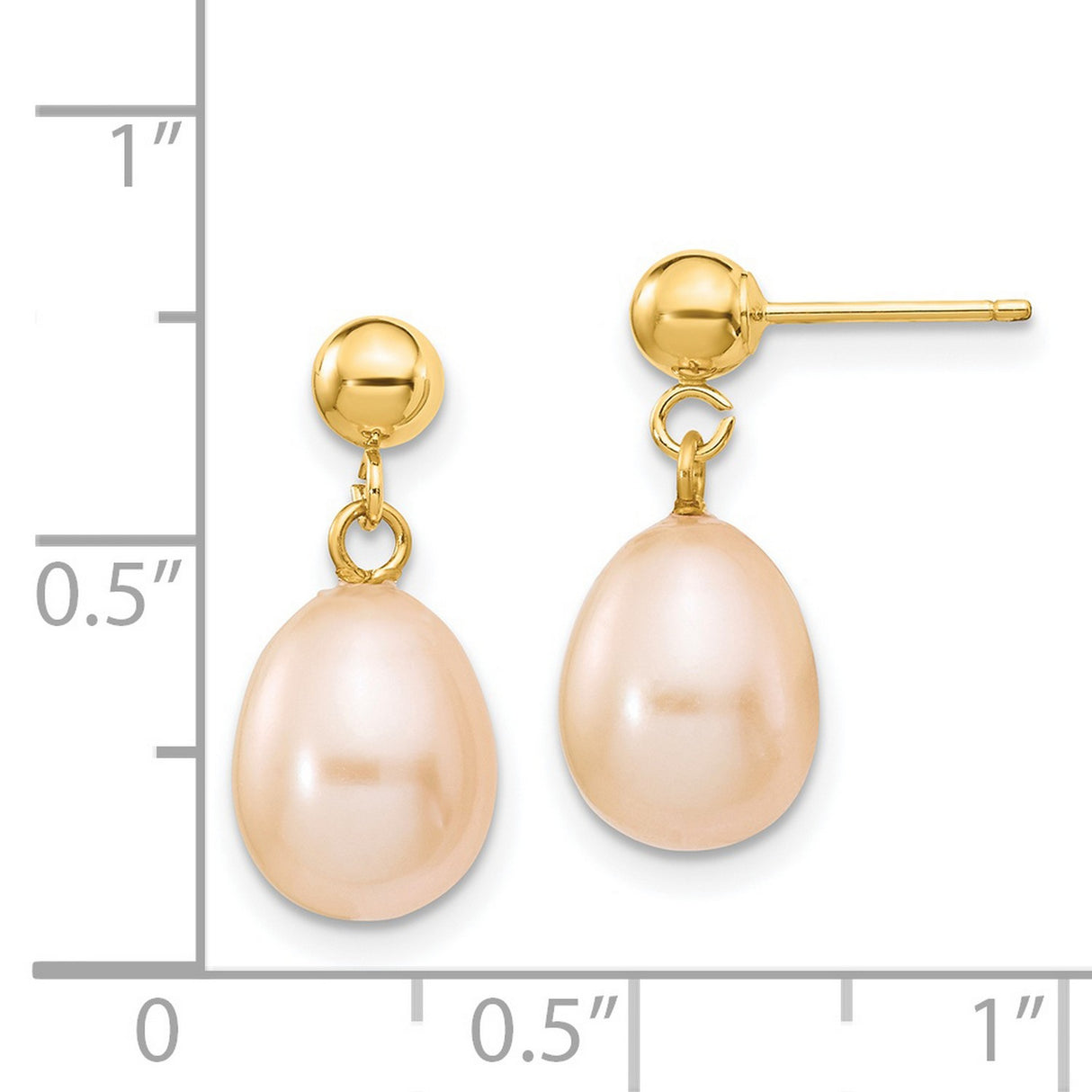 14K Yellow Gold Dangle Earrings With Pink Freshwater Pearls