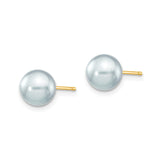 14k Yellow Gold Pearl Stud Earrings with White Cultured Pearls, Classic Minimalist Style
