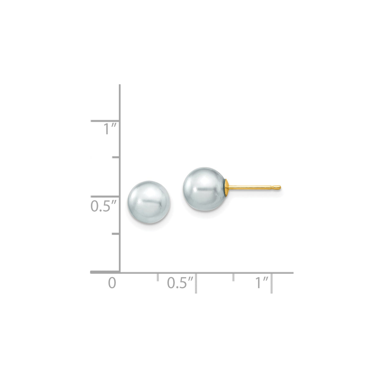 14k Yellow Gold Pearl Stud Earrings with White Cultured Pearls, Classic Minimalist Style