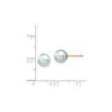 14k Yellow Gold Pearl Stud Earrings with White Cultured Pearls, Classic Minimalist Style
