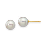 14k Yellow Gold Pearl Stud Earrings with White Cultured Pearls, Classic Minimalist Style