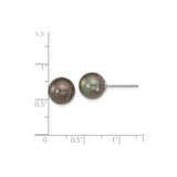 14k White Gold Stud Earrings with Black Tahitian Pearls, Classic Minimalist Style for Women