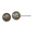 14k White Gold Stud Earrings with Black Tahitian Pearls, Classic Minimalist Style for Women