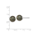 14k White Gold Stud Earrings with Tahitian Black Pearl, Classic Minimal Design for Women