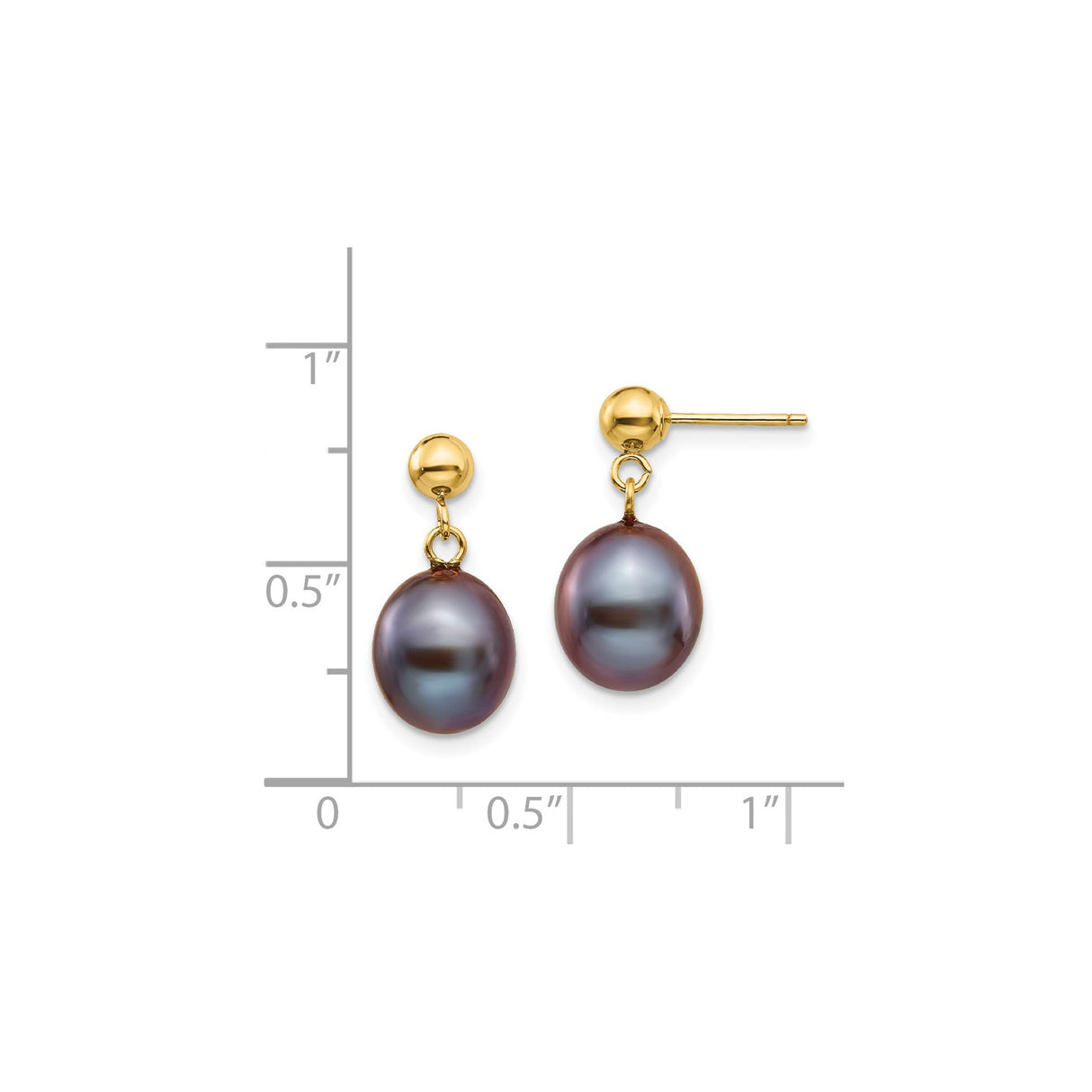 14k Yellow Gold Drop Earrings with Black Tahitian Pearls, Fine Dangle Design for Women