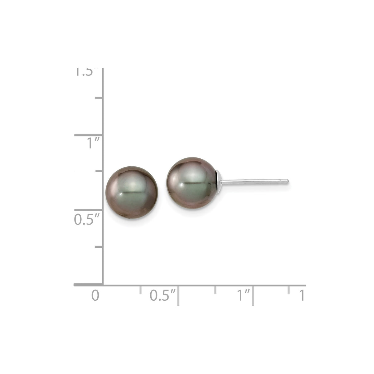 14k White Gold Stud Earrings with Black Tahitian Pearls, Classic Timeless Style for Women