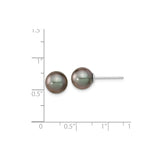 14k White Gold Stud Earrings with Black Tahitian Pearls, Classic Timeless Style for Women