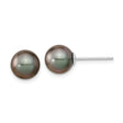 14k White Gold Stud Earrings with Black Tahitian Pearls, Classic Timeless Style for Women