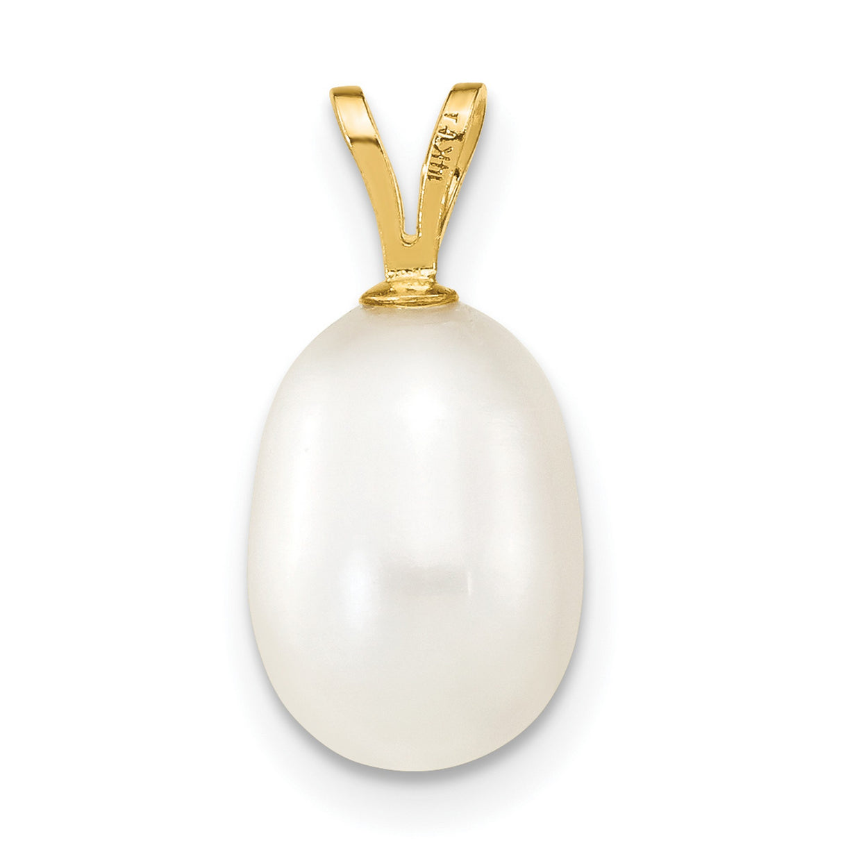 14k Yellow Gold Drop Pendant with White Cultured Pearl, Classic Bridal Jewelry for Women