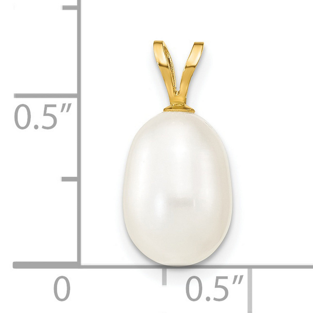 14k Yellow Gold Drop Pendant with White Cultured Pearl, Classic Bridal Jewelry for Women