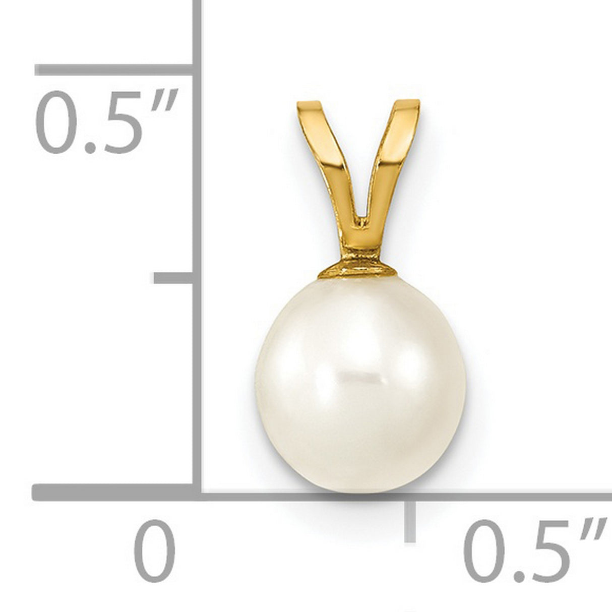 14k Yellow Gold Pendant with Round White Cultured Pearl and V-Bail Setting