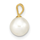 14k Yellow Gold Pearl Pendant with Round White Cultured Pearl and Polished V-Bail